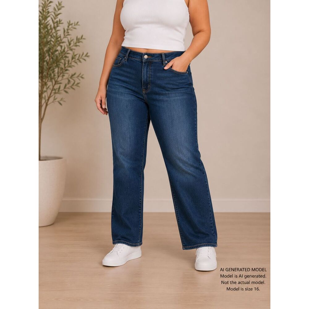 Levis 505 Straight Leg Jeans 16L Blue Denim W33 L34 Long Stretch Plus Size